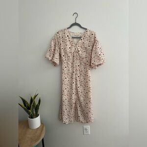 Orange Creek cream orange floral Midi Dress, size Small